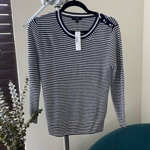 J.Crew Navy and White Striped knit sweater